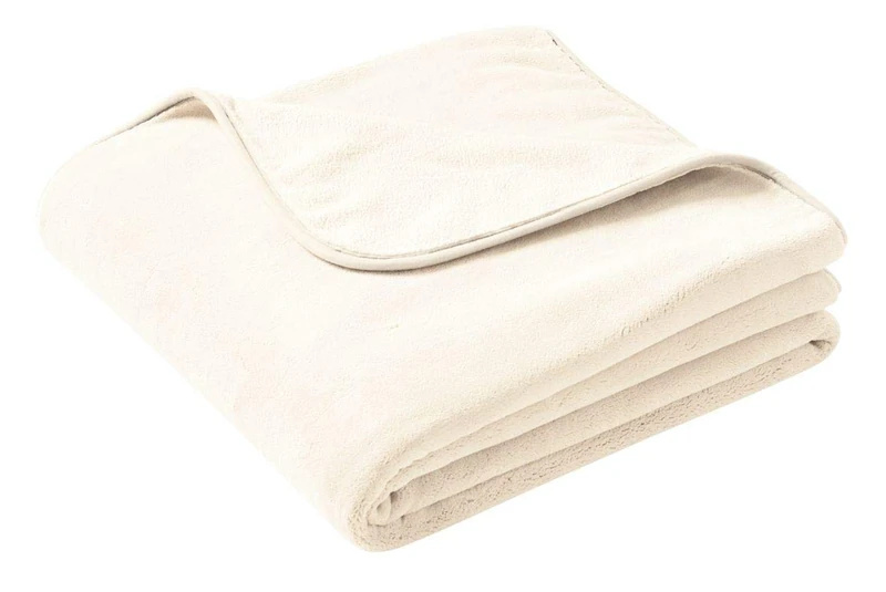 Biederlack Throw, Fleece, Ecru, 180 x 220 cm
