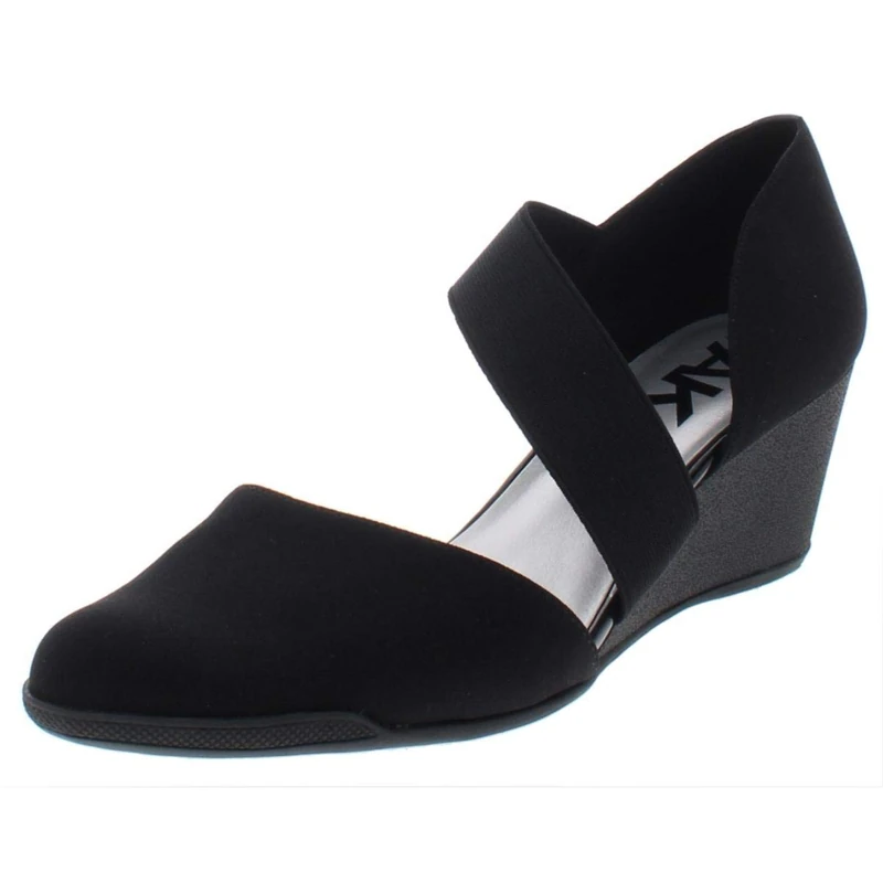 Anne Klein Women's Tara Wedge Pump, Black/Multi Stretch Fabric, 4.5 UK