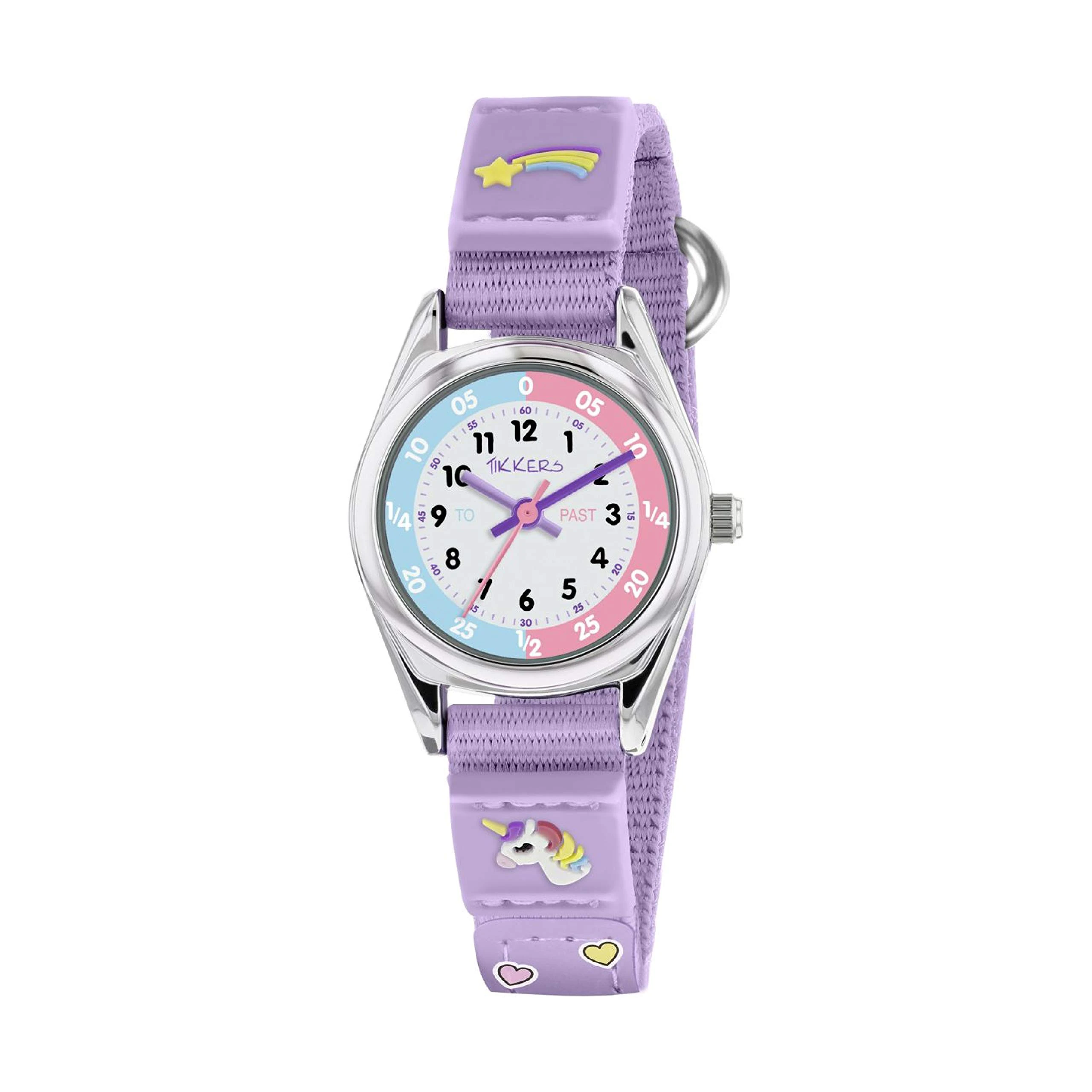 Tikkers Girls Quartz Watch, Analogue Classic Display and Textile Strap TK0148