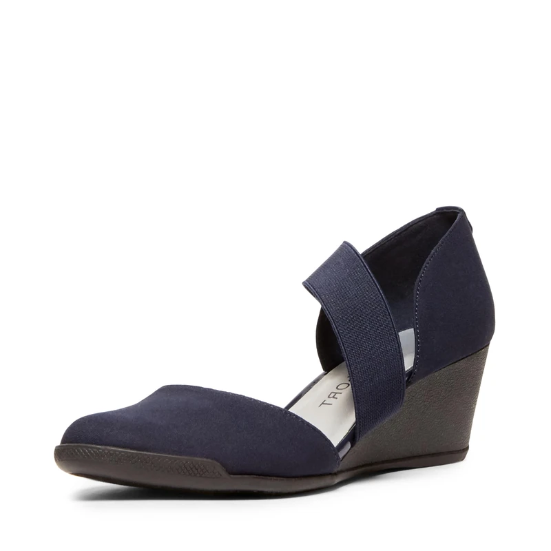 ANNE KLEIN Women's Tara Wedge Pump, Navy, 7.5 UK