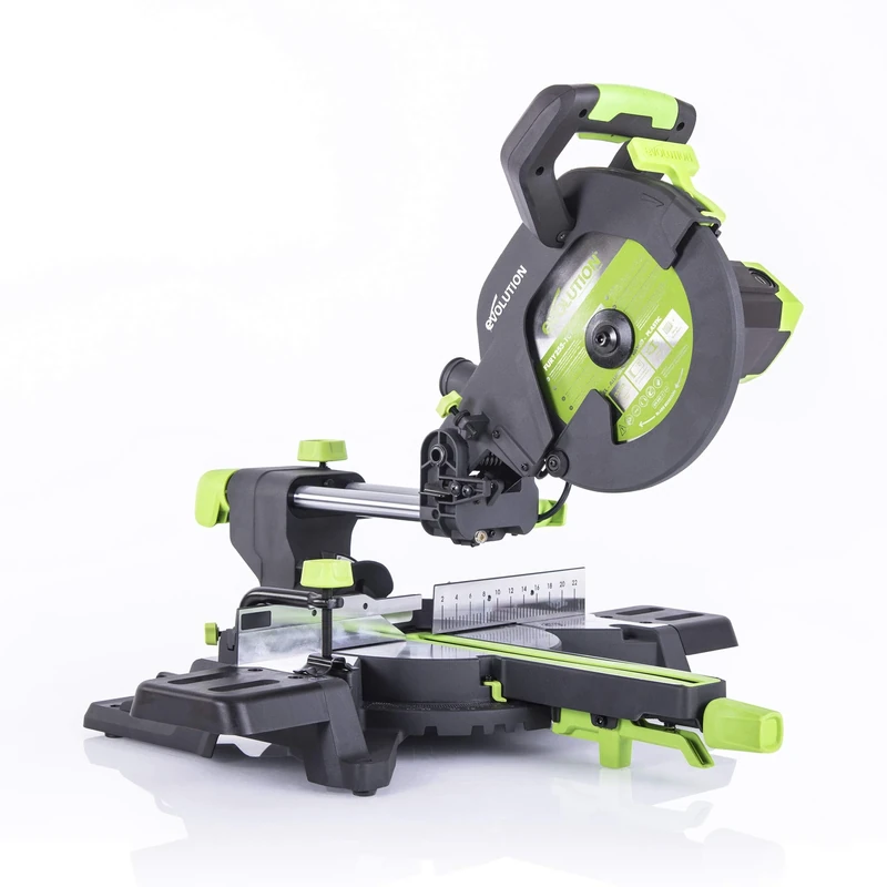 Evolution Power Tools F255SMS Sliding Mitre Saw with Multi-Material Cutting, 45 Degree Bevel, 50 Degree Mitre, 300 mm Slide, 1600 W, 230 V