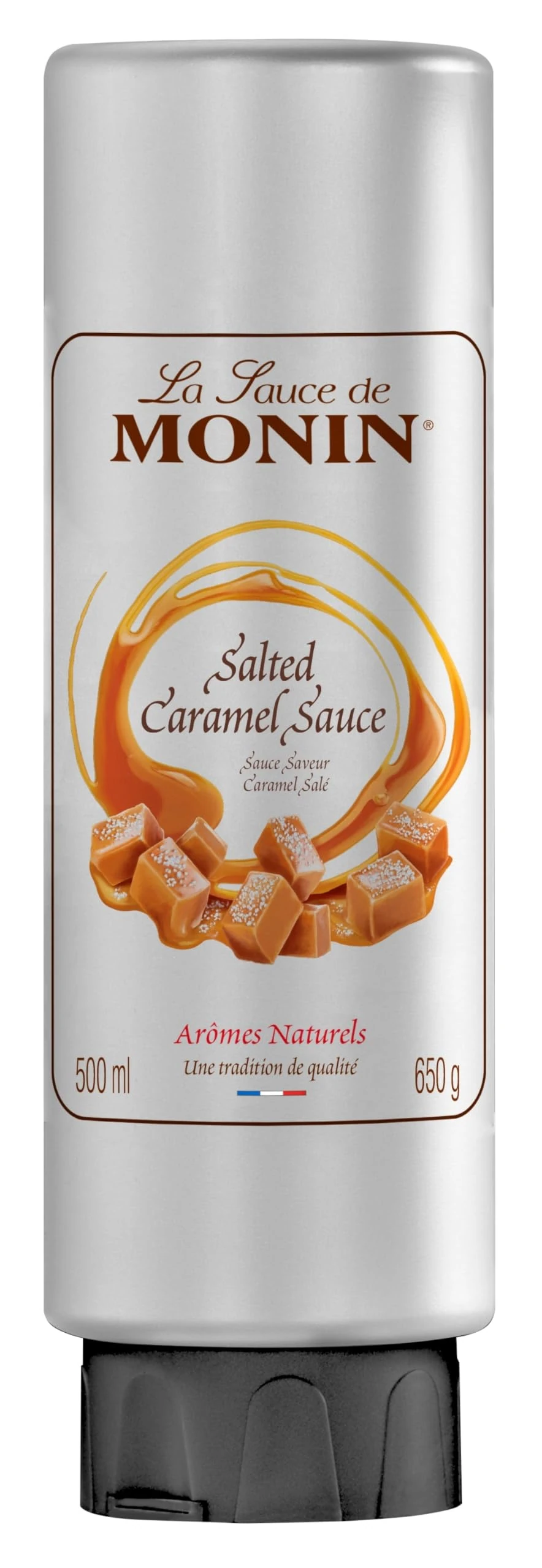 MONIN Premium Salted Caramel Sauce 500ml for Frappes, Desserts, Cocktails, Hot Chocolates and Garnishes. Vegetarian, Nut-Free, Gluten-Free. 100% Natural Flavour. Squeezy Bottle for Easy Use