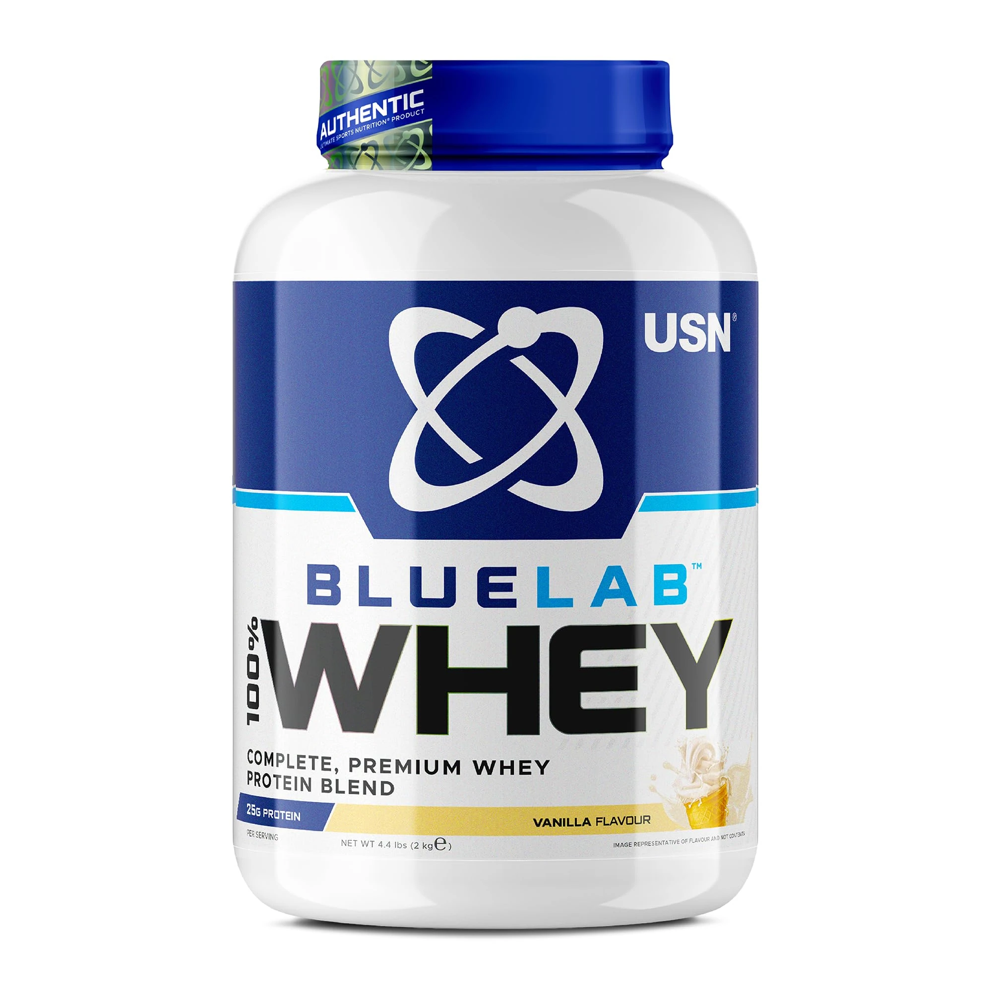 USN Blue Lab Whey Protein Powder: Vanilla - Whey Protein 2kg - Post-Workout - Whey Isolate - Muscle Building Powder Supplement With Added BCAAs