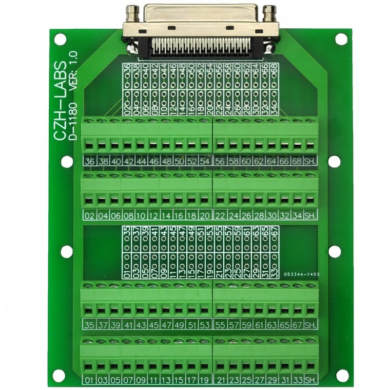 Electronics-Salon 68-Pin VHDCI DSUB SCSI-5 Screw Terminal Block Breakout Board. - Image 1