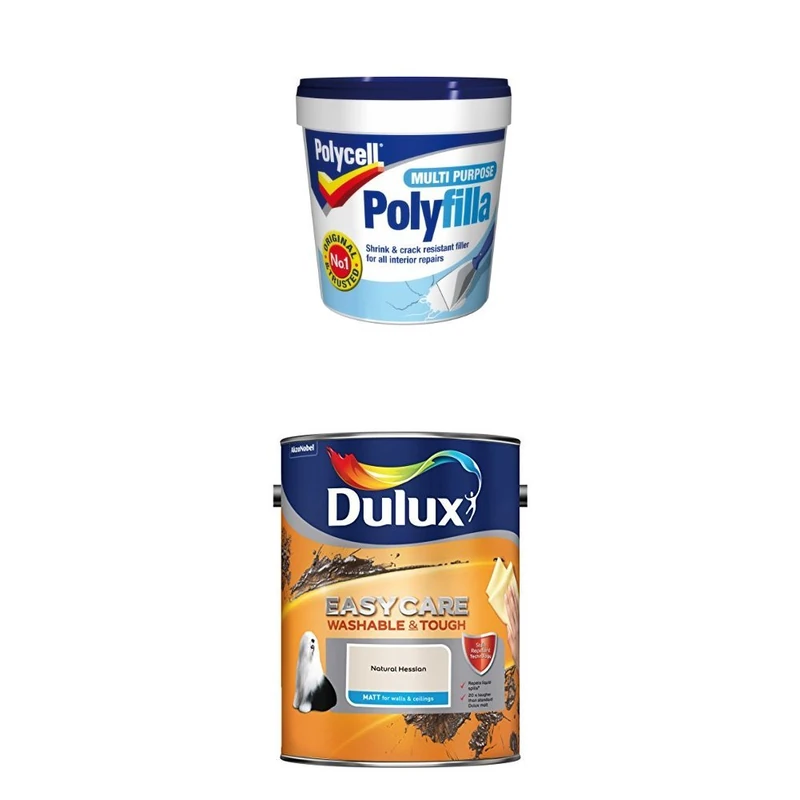 Polycell Multi-Purpose Polyfilla Ready Mixed, 1 Kg Easycare Washable and Tough Matt (Natural Hessian)