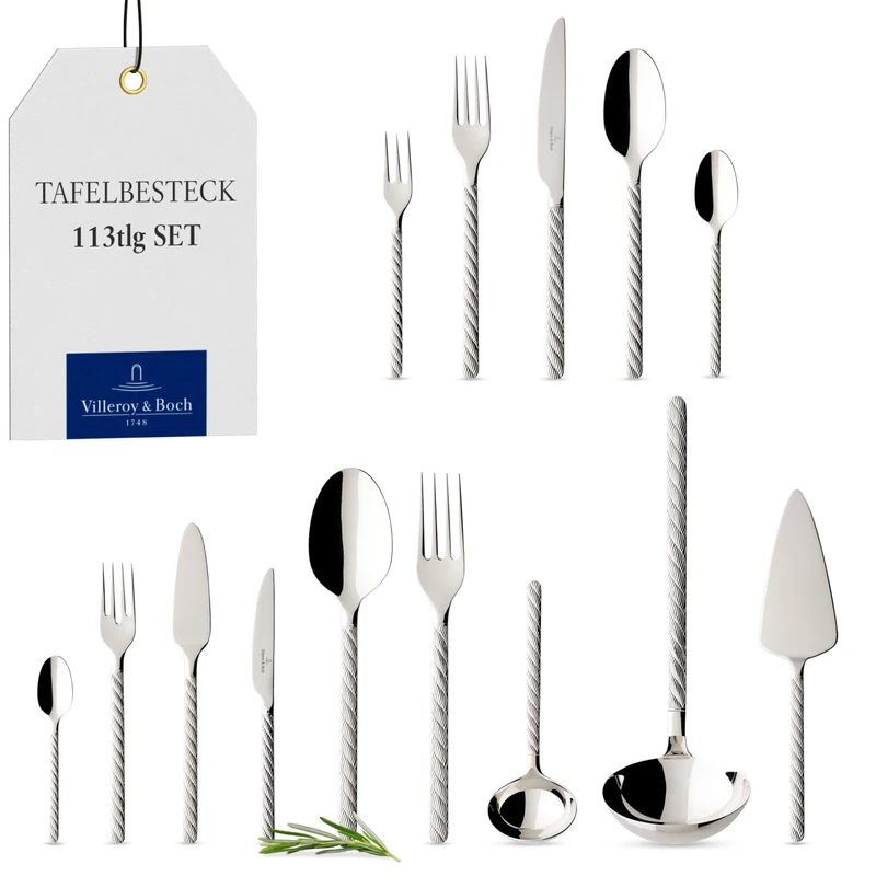 Villeroy & Boch Montauk Cutlery for up to 12 People, 113 Pieces, Stainless Steel