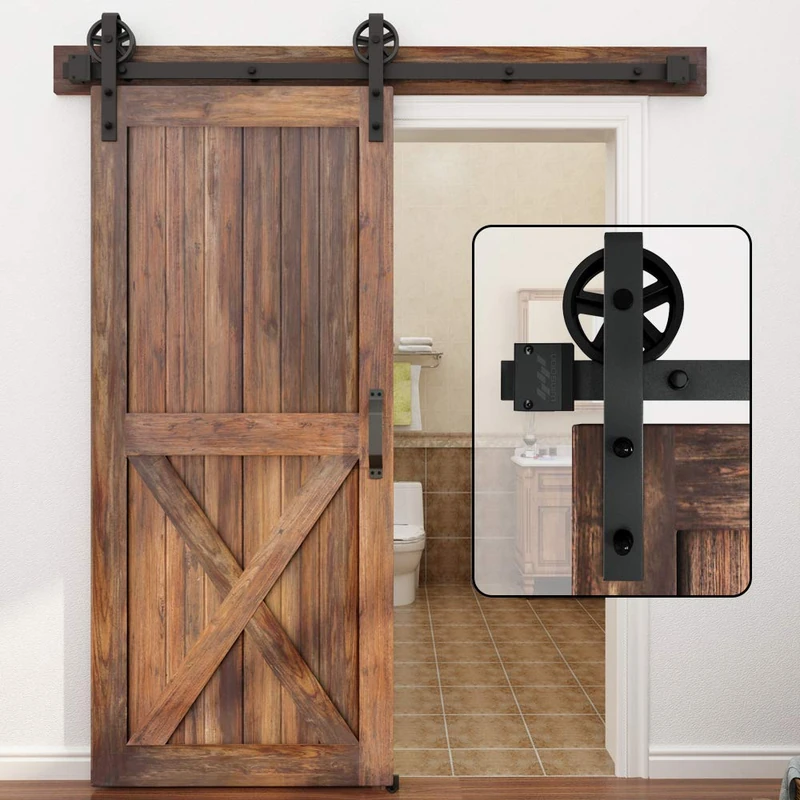 WINSOON 9FT/274cm Sliding Barn Door Hardware Track Kit Carbon Steel Flat Track System Closet Rail Sliding Kit for Single Door