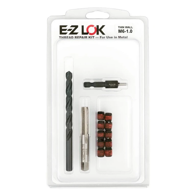 E-Z LOK EZ-310-M6 Thread Repair Kit for Metal Carbon Steel Threaded Inserts M6-1.0 and Installation Tools