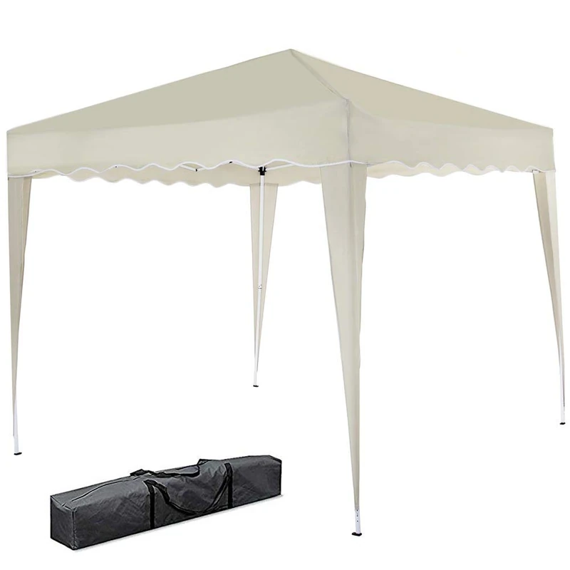 Bakaji 3 x 3 m Folding Waterproof Folding Gazebo 3 x 3 Garden Tent, Waterproof Tarpaulin, Metal Structure Opening and Closing Accordion, Model ISCHIA (Ecru)
