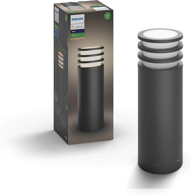 Philips Hue Lucca White LED Smart Outdoor Pedestal Light, For Garden and Patio. Works with Alexa, Google Assistant and Apple HomeKit, Pack of 1