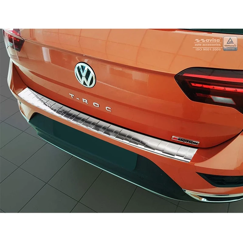 Avisa Stainless Steel Rear bumper protector compatible with Volkswagen T-Roc 2017-2022 & Facelift 2022- incl. Cabrio - 'Ribs'