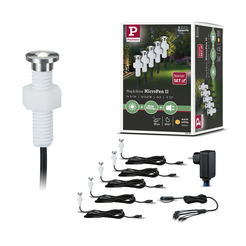 Paulmann 93695 Plug & Shine MicroPen II Outdoor Lighting Set