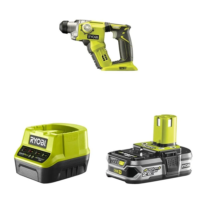 Ryobi R18SDS-0 ONE+ SDS Plus Cordless Rotary Hammer Drill with Lithium+ 2.5Ah Battery and Charger