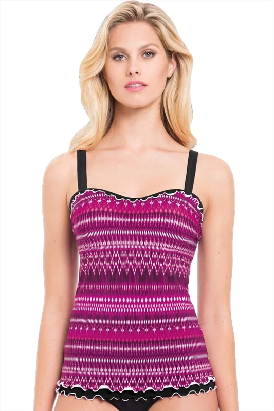 Profile by Gottex Women's Indian Sunset D-Cup Underwire Tankini Top (Multi, 34D)