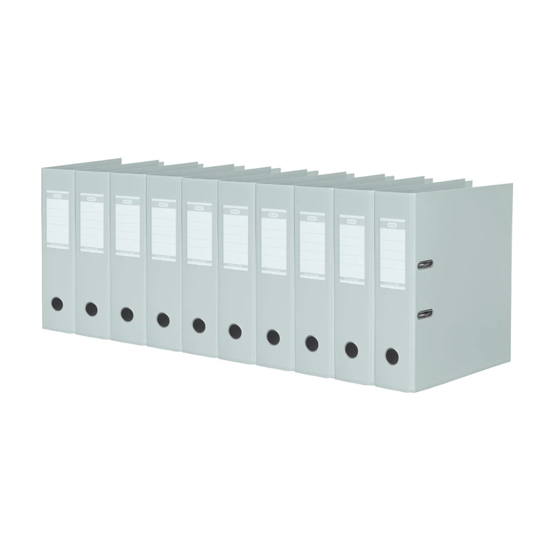 Elba 10 x A4 Strong Line 8cm Wide Grey Plastic Folders