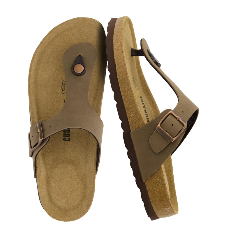 CUSHIONAIRE Women's Leah Cork Footbed Sandal with +Comfort, Brown 7 UK