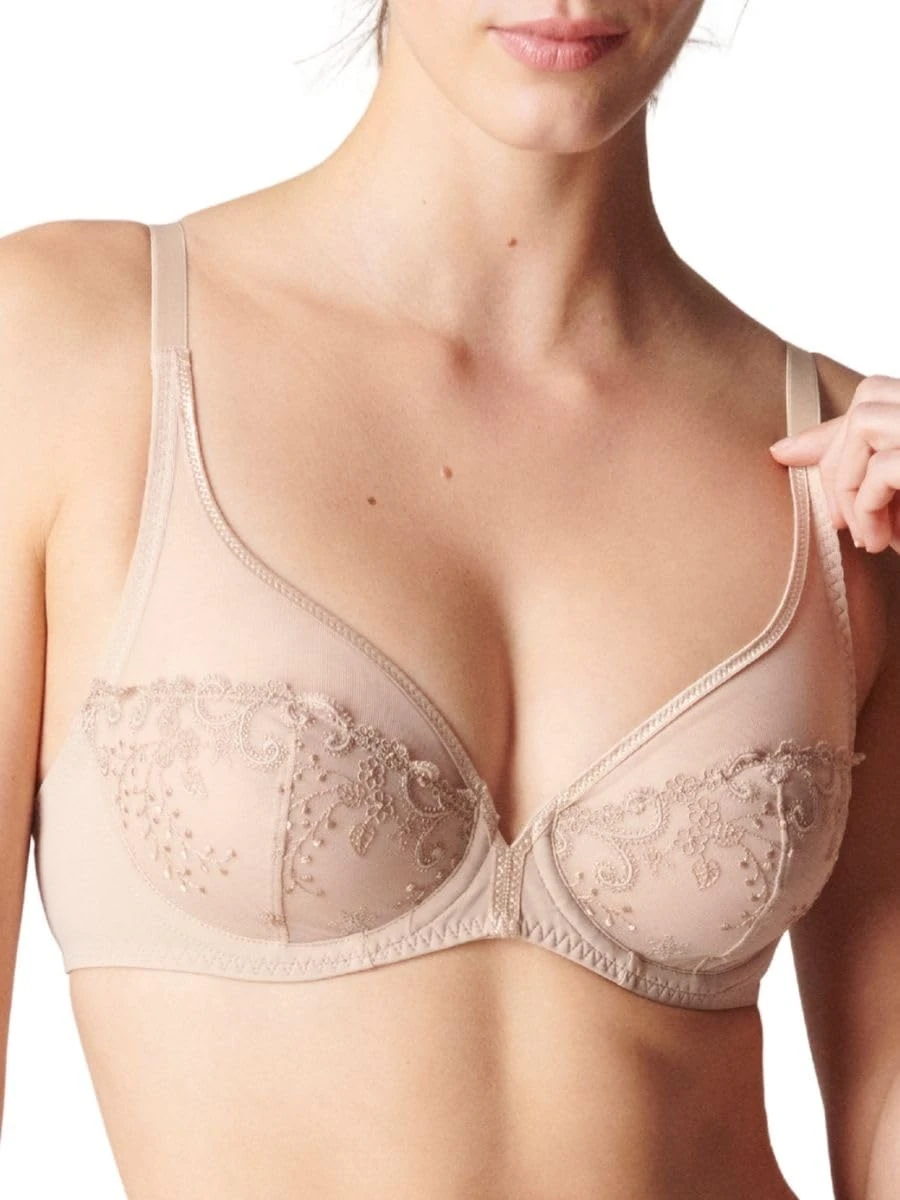 Simone Perele Women's Full Coverage Sheer Plunge Bra, Nude, 30F
