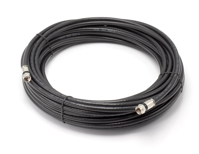150 Feet Black - Solid Copper Coax Cable - RG6 Coaxial Cable with Connectors, F81 / RF, Digital Coax for Audio/Video, Cable TV, Antenna, Internet, & Satellite