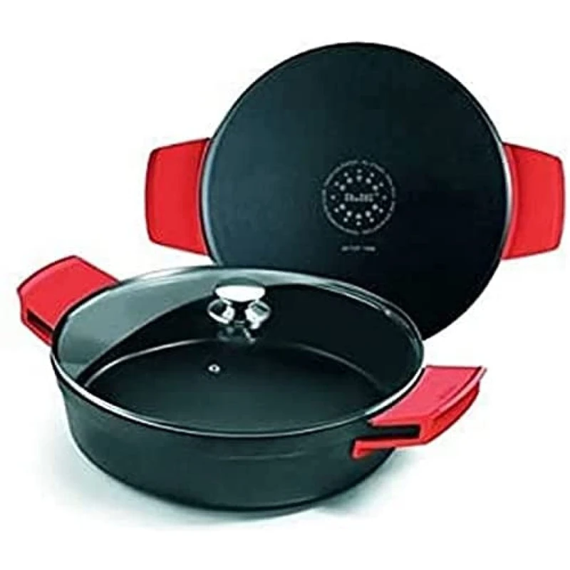 IBILI Excellent Titanio Cast Aluminium Stew Pot, Glass Lid and Silicone Grips, 32 cm, Non-Stick, Suitable for Induction Hobs