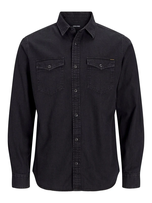 Jack & Jones Men's Jjesheridan Shirt L/S Denim Shirt, Black (Black Denim Fit Slim), XXL