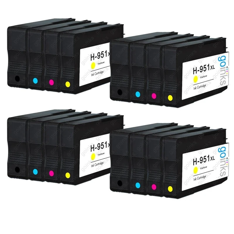 4 Go Inks Compatible Set of 4 to Replace HP 950 and 951 Printer Ink Cartridge (16 Inks) - Black, Cyan, Magenta, Yellow for HP Photosmart Printers