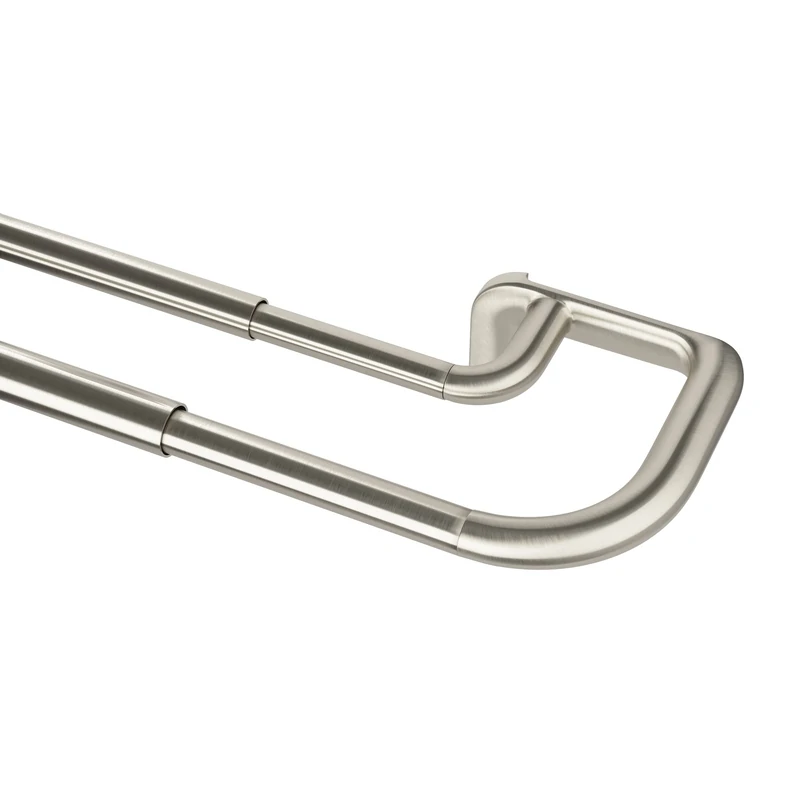 Umbra 1005892-782 Complete Set of Double Curtain Poles Blackout/Fixings and 2 Extendible Bars, Steel, Matt Nickel, 243.84 x 13.03 x 5.41 cm - Image 1