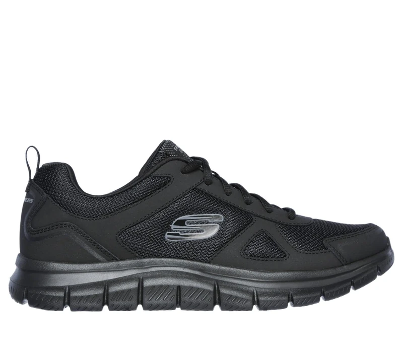 Skechers Men's Track Scloric Trainers, Black Leather/Mesh/Trim, 7 UK Wide
