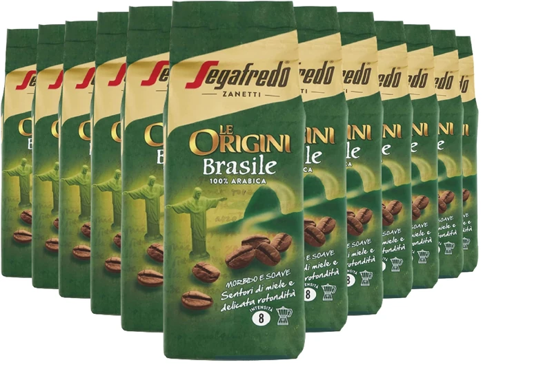 Segafredo Zanetti Ground Coffee, Le Origini Gusto Brazil, Soft and Soave - 12 Boxes of 250 g