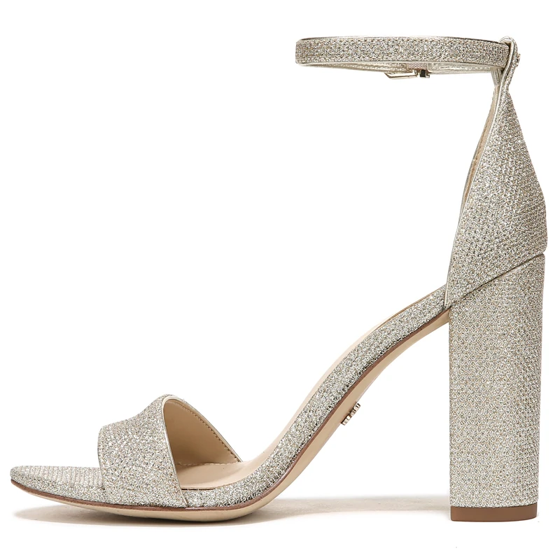 Sam Edelman Women's Yaro Heeled Sandal, Light Gold Glam Mesh, 7.5 UK