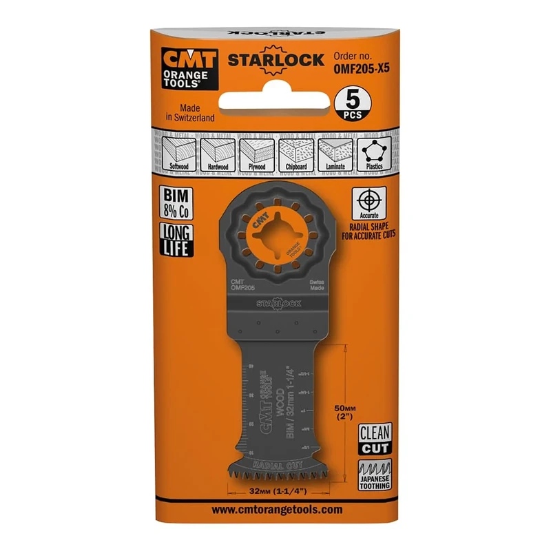 CMT OMF205-x5 5-35mm Precision Cut, Japan Toothing for Wood. Long Life