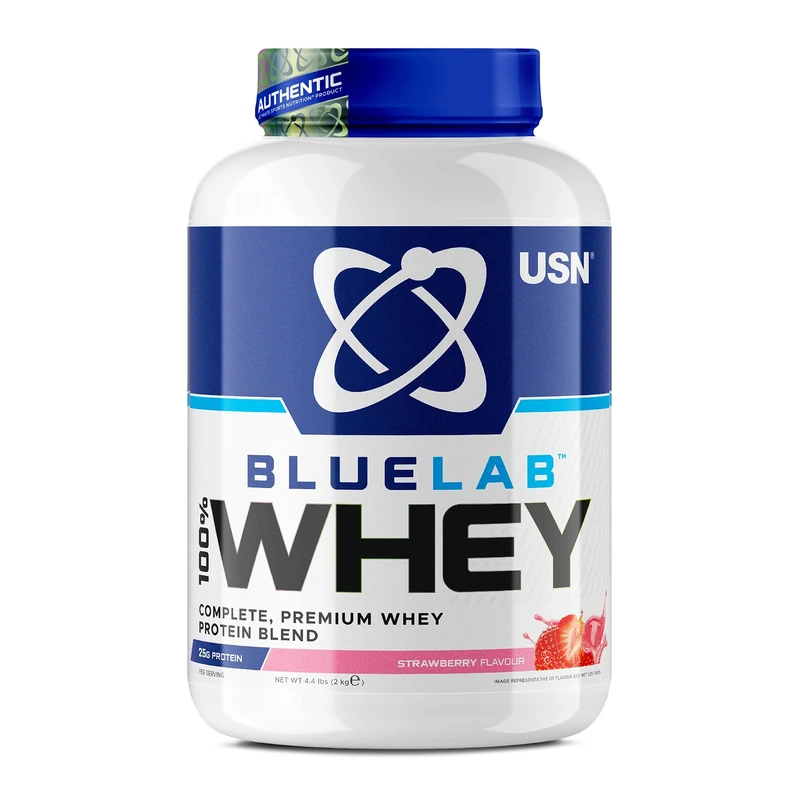USN Blue Lab Whey Protein Powder: Strawberry - Whey Protein 2kg - Post-Workout - Whey Isolate - Muscle Building Powder Supplement With Added BCAAs