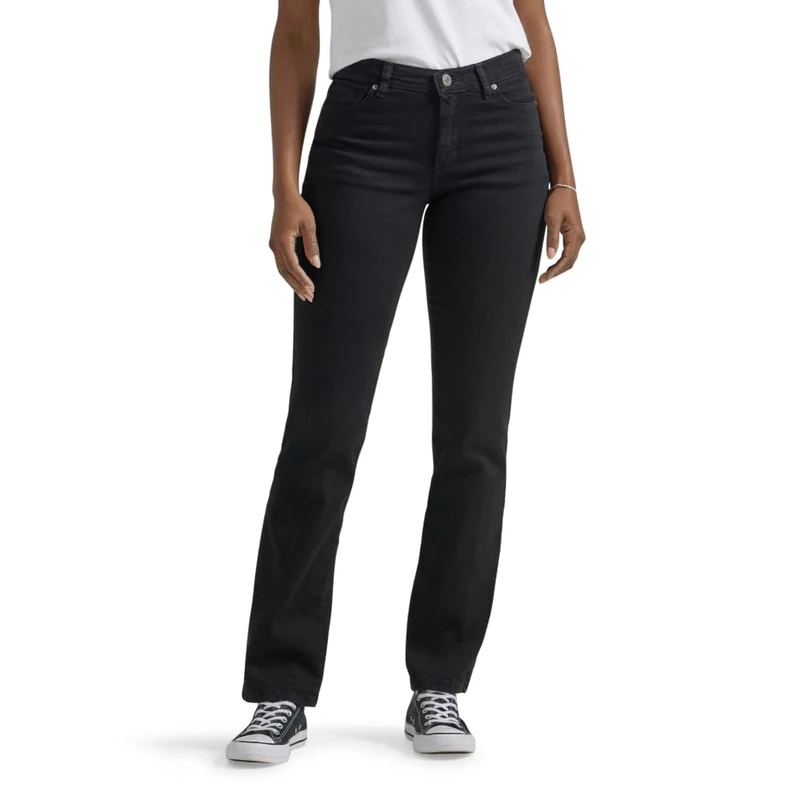 Lee Women's Petite Relaxed Fit Straight Leg Jean, Black Onyx, 12