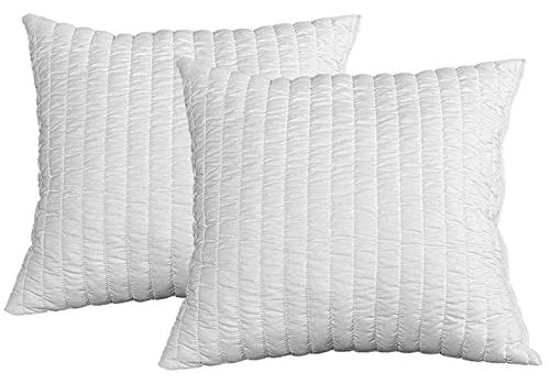 Evergreenweb - 2 pack Bed Memory Foam Pillows size 45x45 cm, Shredded Memory Flake Foam, Soft padding effect Feather, Hypoallergenic White Cover, Pair of Orthopaedic Pillow for Cervical Neck Pain