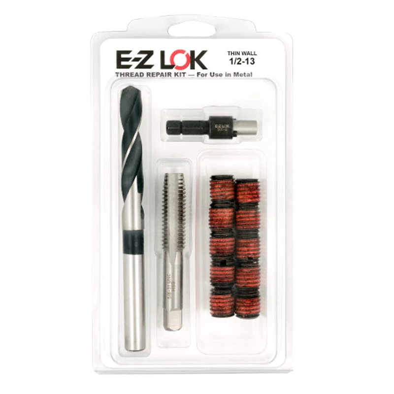 E-Z LOK EZ-310-8 Threaded Inserts for Metal; 1/2-13 Installation Kit, Steel, Black Oxide