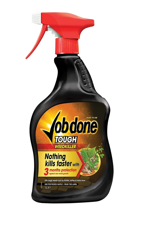 Job Done 86600140 Tough Weedkiller, 1L - Strong Fast Acting Weedkiller for Killing Tough Weeds and Roots - Systemic Garden Weed Killer with 3 Months Protection - Controls Brambles, Nettles and More