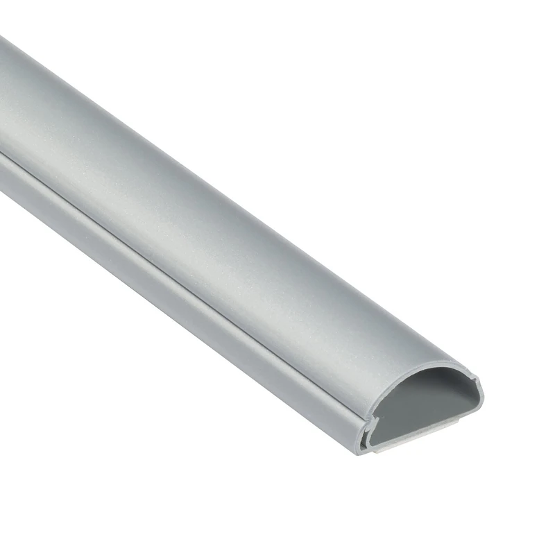 D-Line Mini Cable Trunking, Half Round Cable Cover, Paintable, Self-Adhesive Wire Cover, Hide TV Wires, Cable Management - 30mm (W) x 15mm (H) x 1-meter Length - Aluminium-Effect