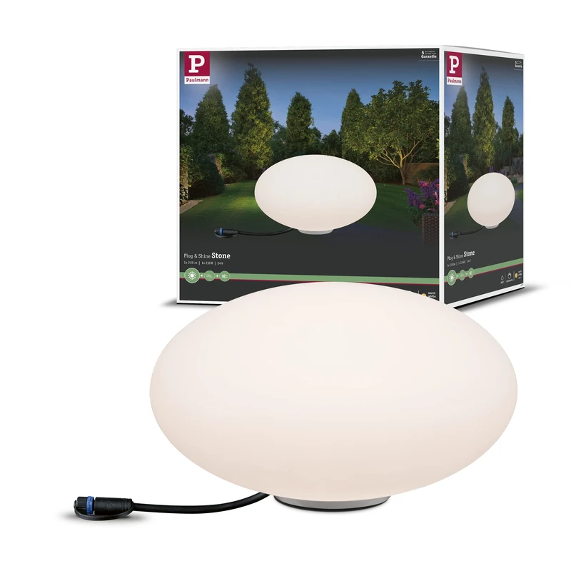 Paulmann 94176 Outdoor Plug & Shine Light Object Stone IP67 3000K 235lm 24V, Fest verbaut, 2.8 W, White