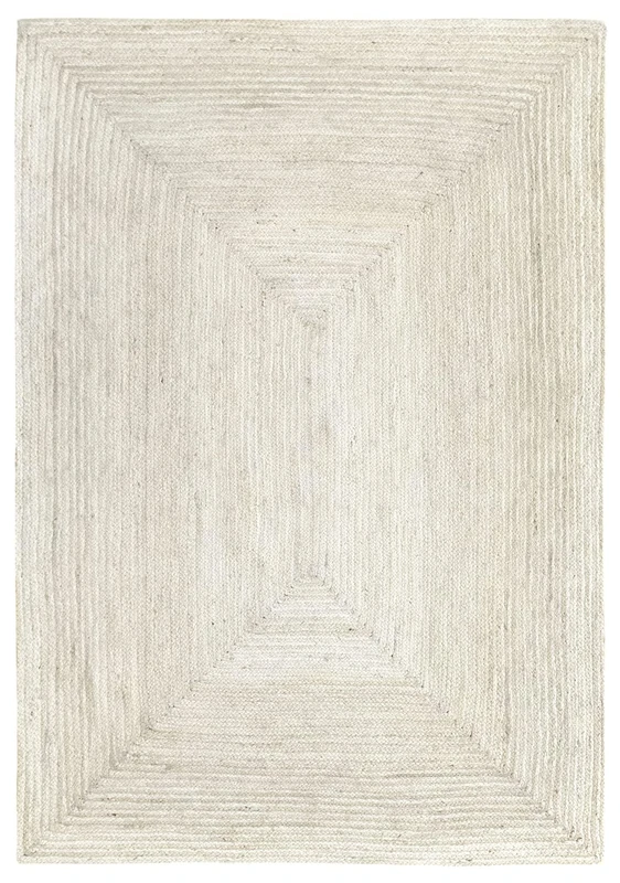HAMID - Rug Jute Alhambra White Colour, Jute Rug, Area Rug 100% Jute Fibre Hand Wovem, Braided Rug for Home, Living Room, Floor Carpet..(230x160cm)