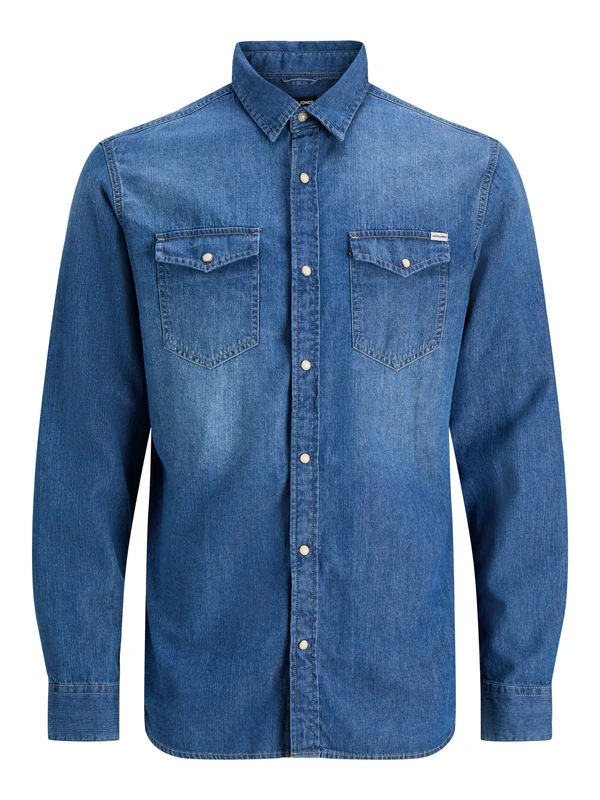 Jack & Jones Men's Jjesheridan Shirt L/S Denim Shirt, Blue (Medium Blue Denim Fit Slim), M - Image 1