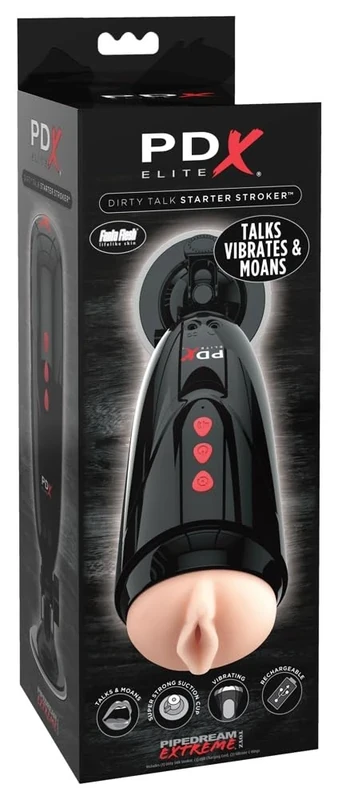 PDX Dirty Talk Starter Stroker Light & Black 15 cm