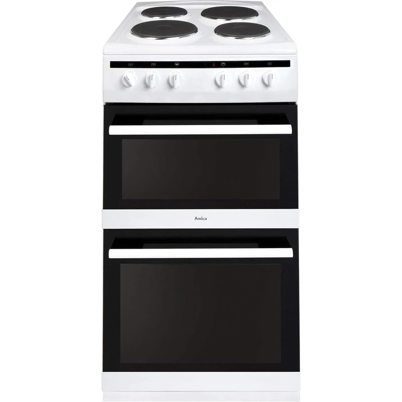 Amica 50cm freestanding electric double oven with electric hob, white