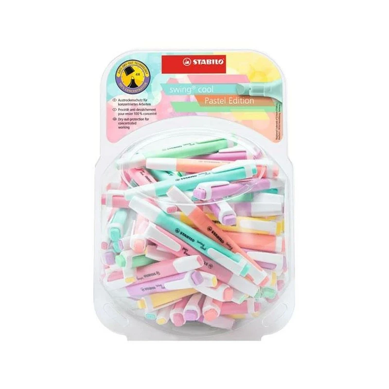 STABILO Swing Cool Pastel Edition SC55500229 Highlighter Pen Pack of 100 Assorted
