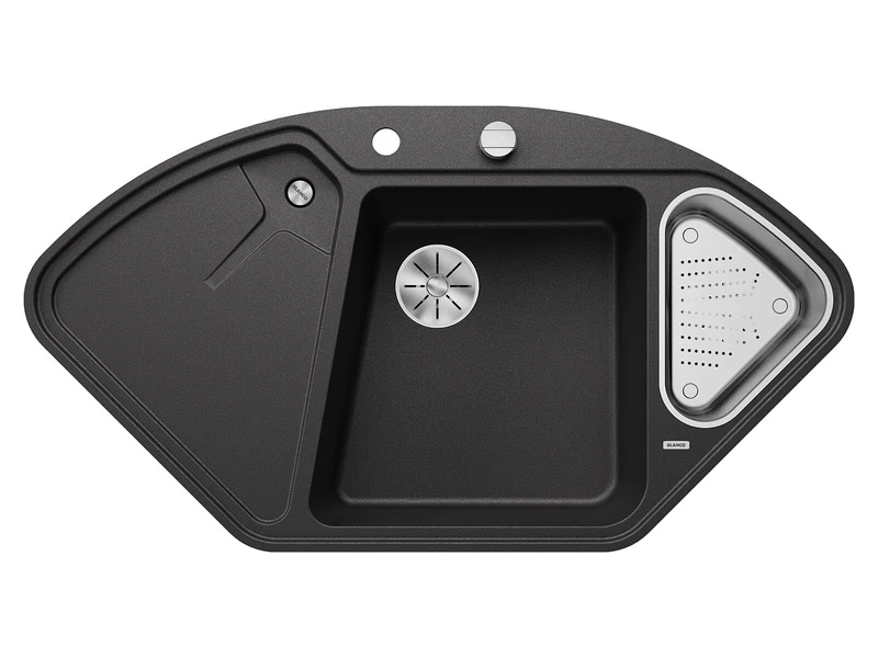 BLANCO Delta II-F Granite Sink Made of Silgranit Anthracite Installation Type: Flush-Mounted Main Bowl Left for 80 cm-Wide Base Cabinets Corner Sink Ergonomic Arrangement of Work Area