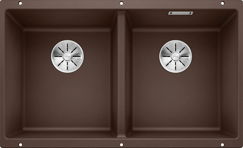 BLANCO SUBLINE 350/350-U | SILGRANIT Sink in café | Installation Type: undermount Installation | for 80 cm Wide Base cabinets | 2 in 1: Two Bowls, one Cut-Out, one Installation | [75.5x46x21.2 cm]