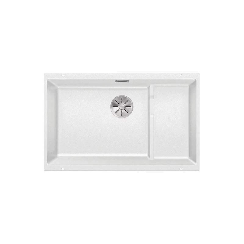 BLANCO SUBLINE 700-U Level | SILGRANIT Sink in White | Installation Type: undermount Installation | for 80 cm Wide Base cabinets | One Cut-Out and only one Installation | [73x46x21.2 cm]