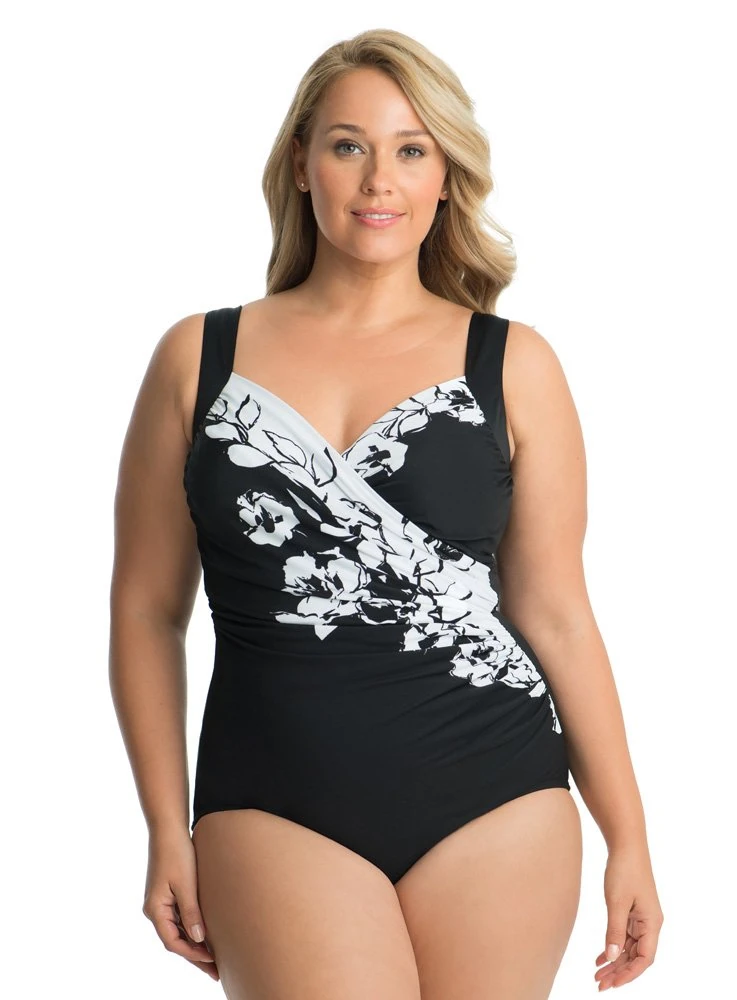Miraclesuit Women's Plus Sub Rosa Sanibel Black/White 24W