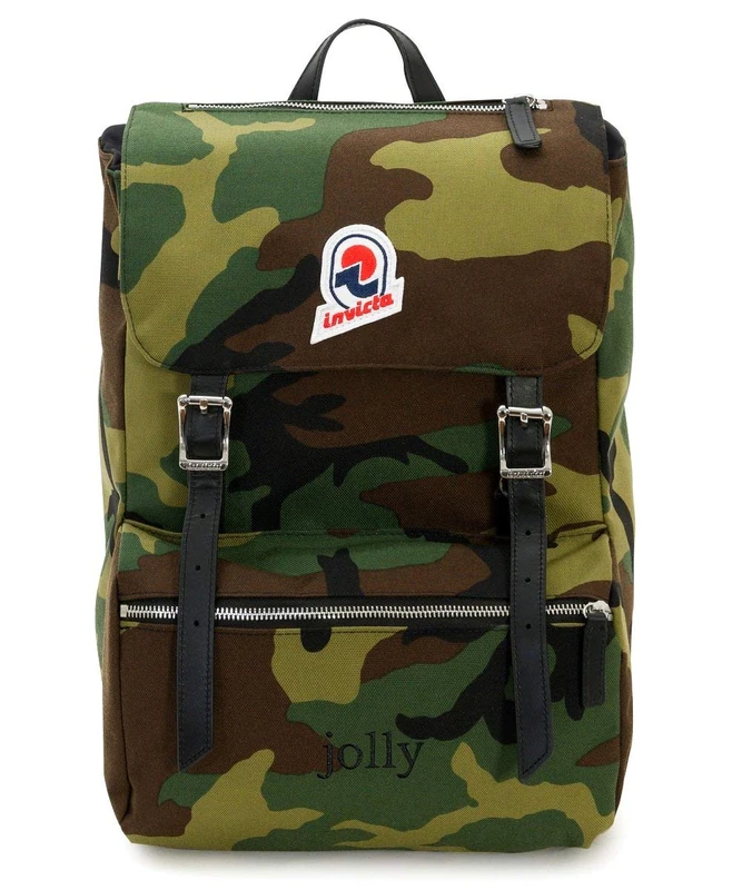 Invicta Backpack, JOLLY PLAIN HERITAGE Knapsack, Casual Daypack, For Office, Day Trips & Commuting, For School, Sport, Free Time, Laptop Sleeve, Italian Design, green