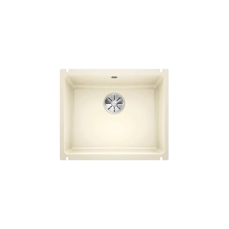 BLANCO SUBLINE 500-U | Ceramic in Glossy Magnolia | Installation Type: undermount Installation | for 60 cm Wide Base cabinets | Spacious Bowl Volume | Easy-Care Surface | [54.3x45.6x20 cm]