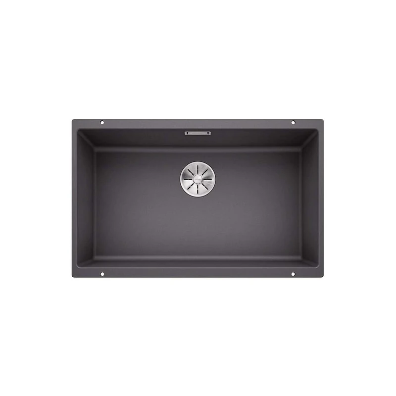 BLANCO SUBLINE 700-U | SILGRANIT Sink in Rock Grey | Installation Type: undermount Installation | for 80 cm Wide Base cabinets | One Cut-Out and only one Installation | [73x46x20.2 cm]