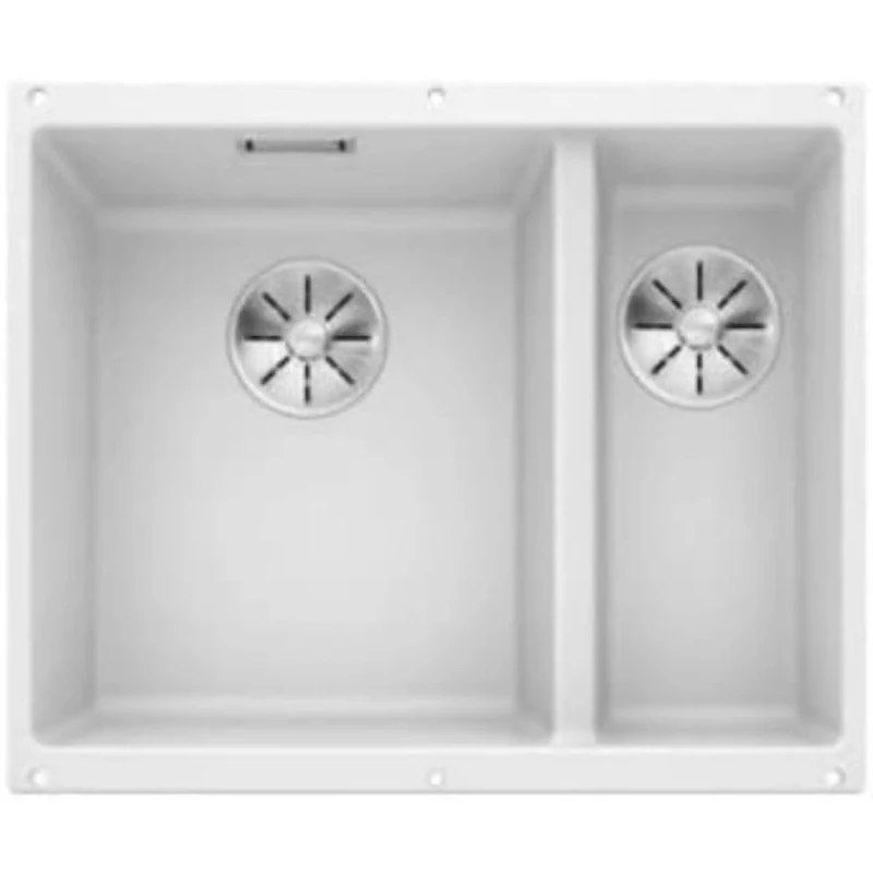 BLANCO SUBLINE 340/160-U – Undermount Double Bowl Kitchen Sink for 60 cm Wide Base Units – Made of SILGRANIT – White – 523552